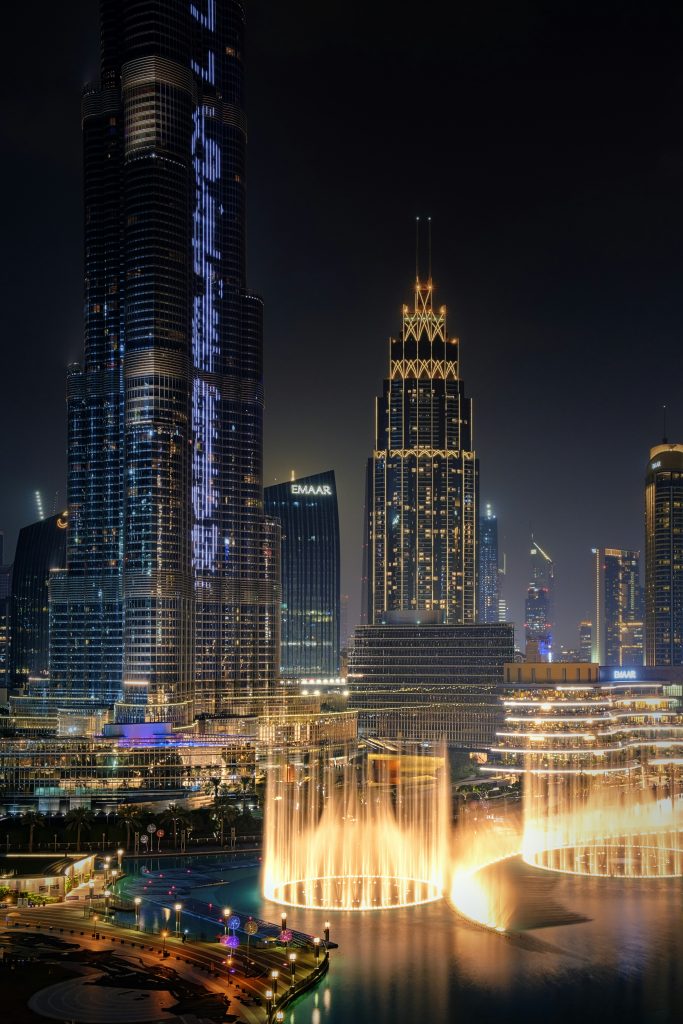 Dubai Fountain lake show lights Redsand Tourism